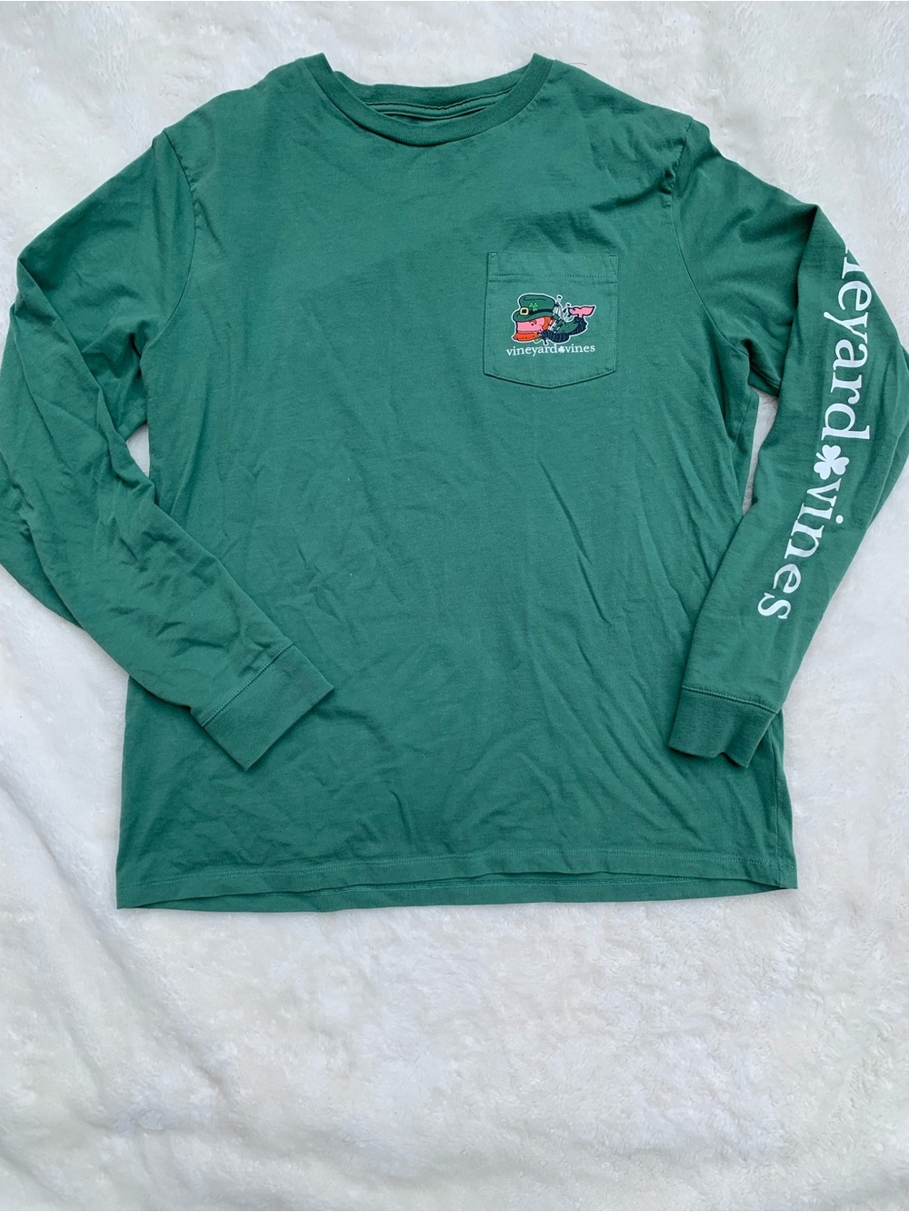 Vineyard Vines Men's St Patrick Forest Green Long-Sleeve Pocket Tee
